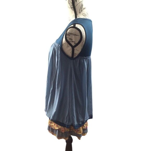 Woman’s Matilda‎ Jane School Spirit Multi Layer Floral Ruffle Blue Tunic Tank S - Picture 3 of 9